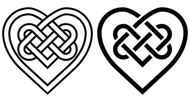 Intertwined Heart in Celtic Knot Intertwined Heart in Celtic Knot. Two Variants celtic knot heart stock illustrations