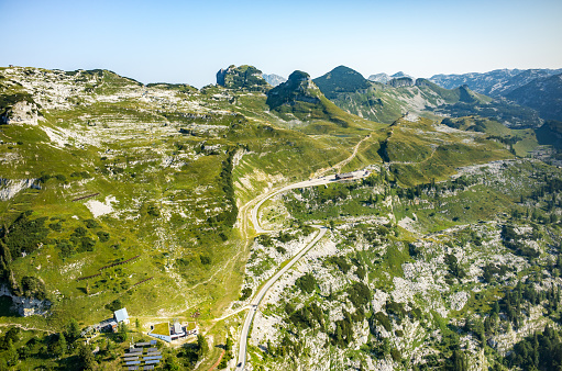 Aerial view on the ski station in summer Austria Alps