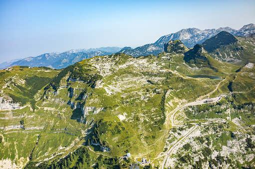 Aerial view at the mountains in Alps Austria