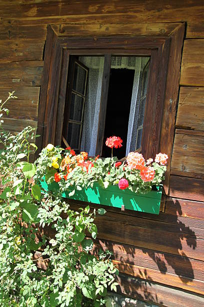 istock Window from wooden cottage 508509971