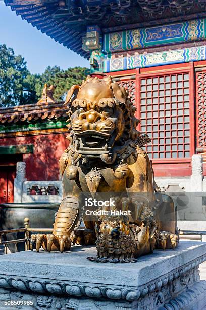 Lion Statue In The Summer Palace Stock Photo - Download Image Now - Asia, Beijing, Bronze - Alloy