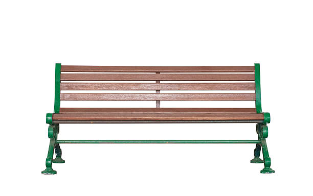 istock Brown wooden bench isolated on white background 508509998