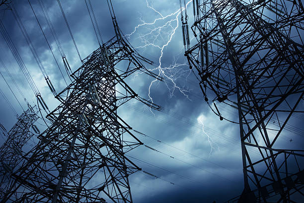 High voltage tower before the rain High voltage tower before the rain lightning tower stock pictures, royalty-free photos & images