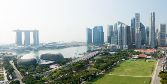 Panoramic view of the Singapore city skyline