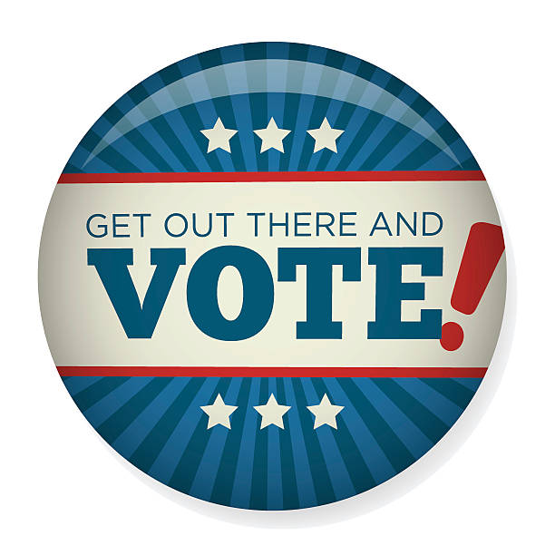 ilustrações de stock, clip art, desenhos animados e ícones de retrô de votação e eleição botão de campanha de votação pin ou emblema - vote button