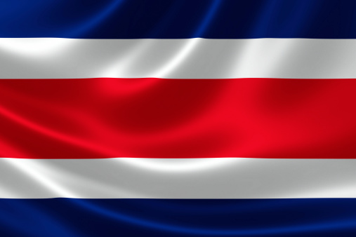 3D rendering of the flag of Costa Rica on satin texture.