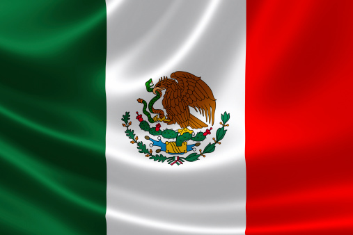 3D rendering of the flag of Mexico on satin texture.