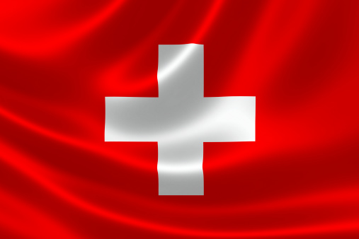 3D rendering of the flag of Switzerland on satin texture.