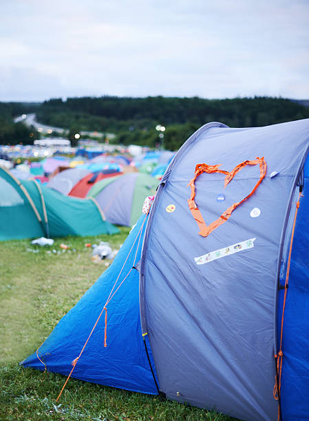 Cropped shot of various tents set up at an outdoor festival