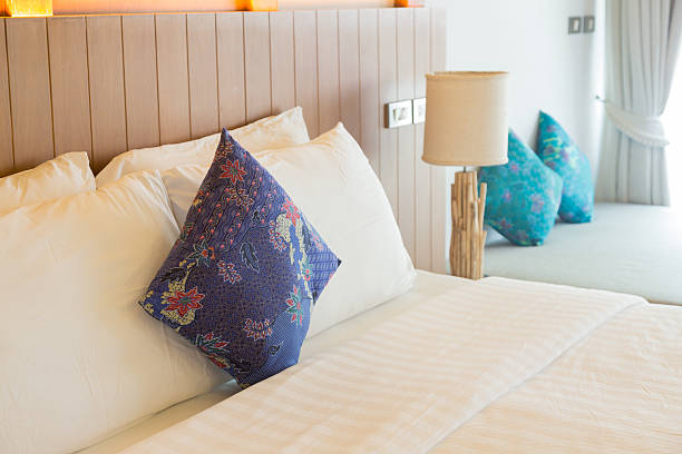istock Bedroom with a pillow and blanket on the bed. 508517182