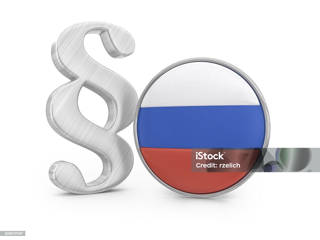 Paragraph with Russian flag Paragraph sign with round flag of Russia, 3d render Asia Stock Photo