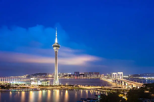 Macau tower at sunset