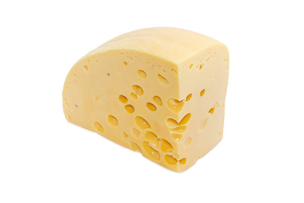 istock Piece of Swiss-type cheese on a light background 508524426