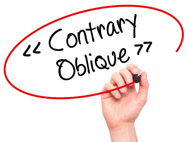 istock Man Hand writing Contrary - Oblique with marker 508525238