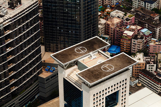 helicopter parking on the building, Shenzhen, China
