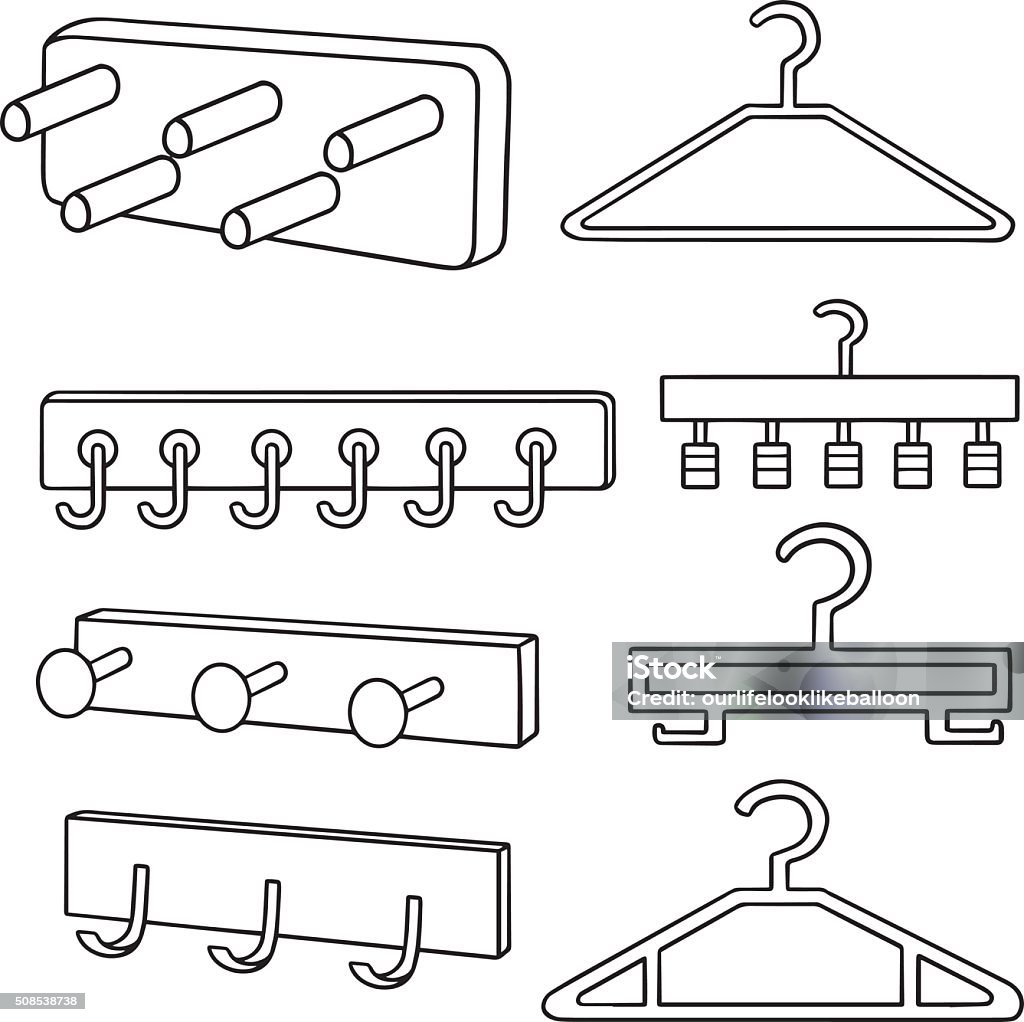 vector set of wall coat rack and hanger Coat Hook stock vector