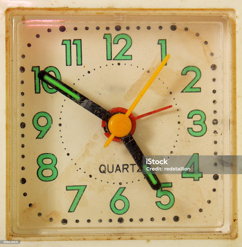 tea time is comming Picture of a Vintage quartz clock. Time concept Clock Stock Photo
