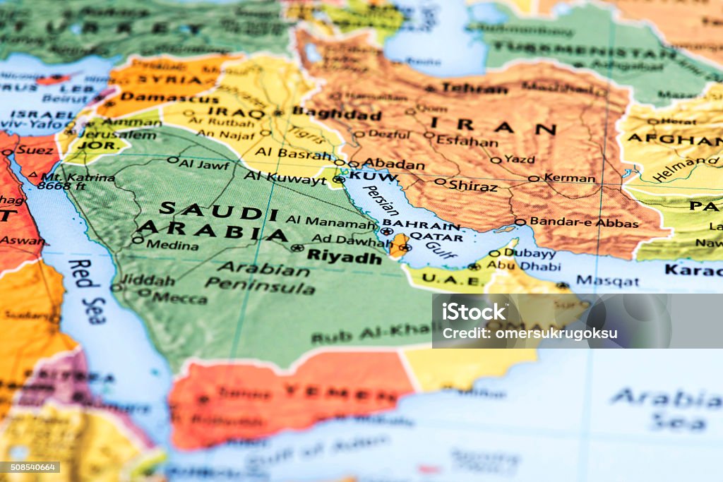 Map of Middle-Eastern Countries Map of Middle-Eastern Countries.  Map Stock Photo
