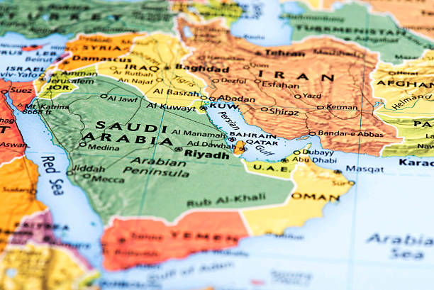 Map of Middle-Eastern Countries Map of Middle-Eastern Countries.  persian gulf countries stock pictures, royalty-free photos & images