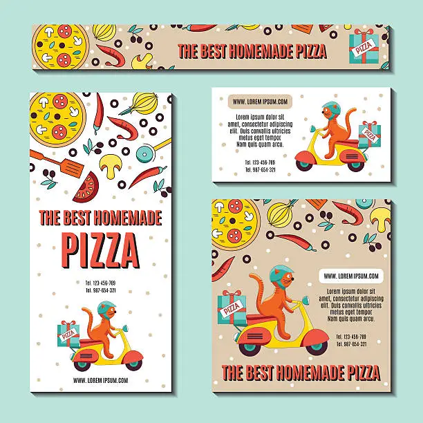 Vector illustration of Set of Pizza flyer.