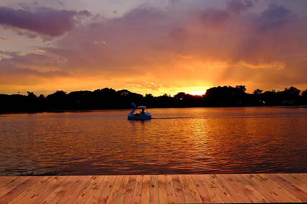 Photo of water bike in sunset