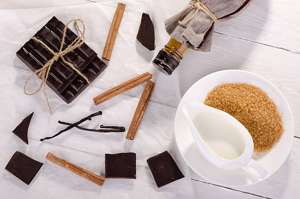 istock Ingredients for a chocolate dessert, top view. 508542972