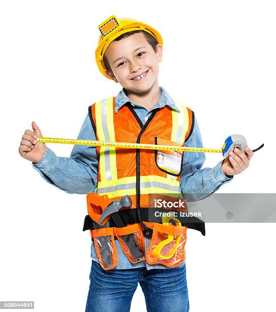 Junior Construction Worker Stock Photo - Download Image Now - Child, Construction Industry, Boys