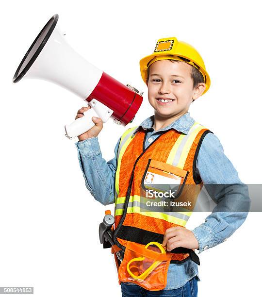Junior Construction Worker Stock Photo - Download Image Now - Child, Costume, Cut Out