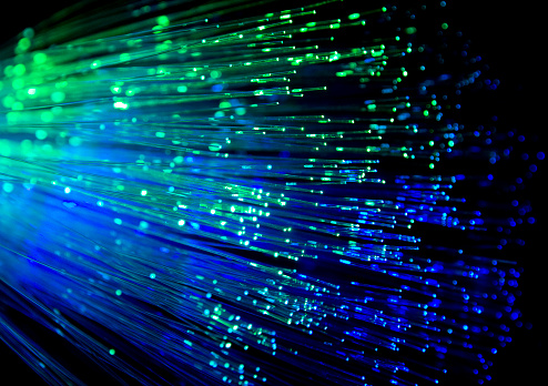 Fiber optic technology - explosion effect - green and blue colors