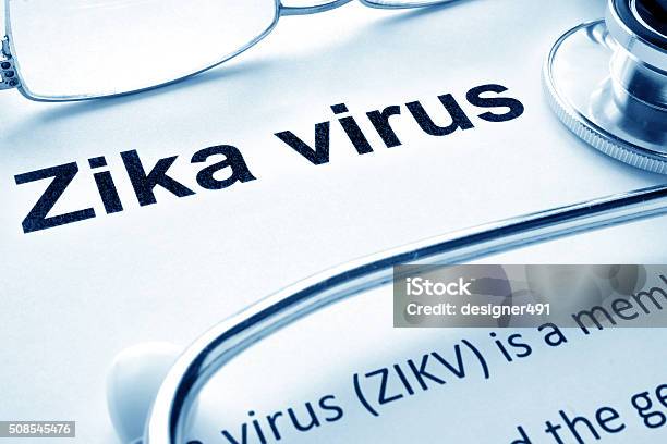 Paper With Diagnosis Zika Virus And Stethoscope Stock Photo - Download Image Now - Zika Virus, Aedes Mosquito, Care