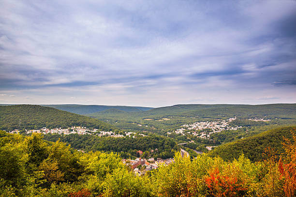 Scenic view from Flagstaff Mountain Park to Jim Thorp (Mouth Chunk), Carbon County, Pennsylvania.