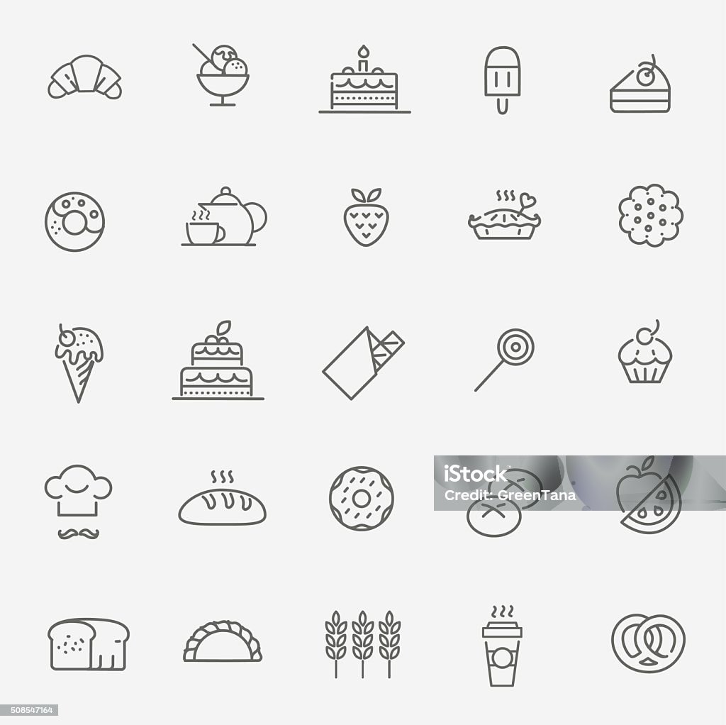 Bakery icon set outline vector icons Bakery stock vector