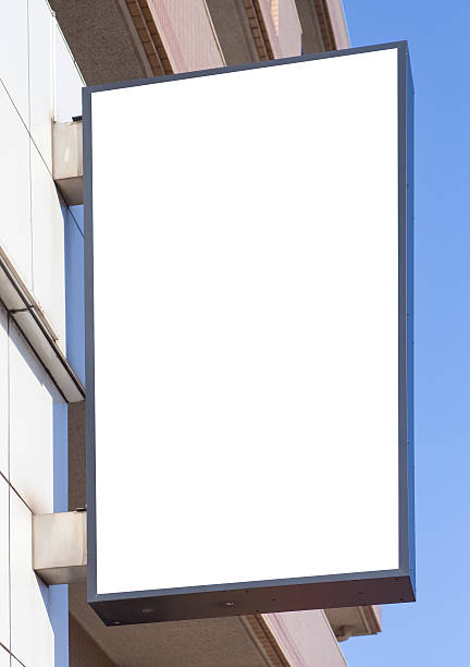 istock Blank metal shop sign board on wall 508547654