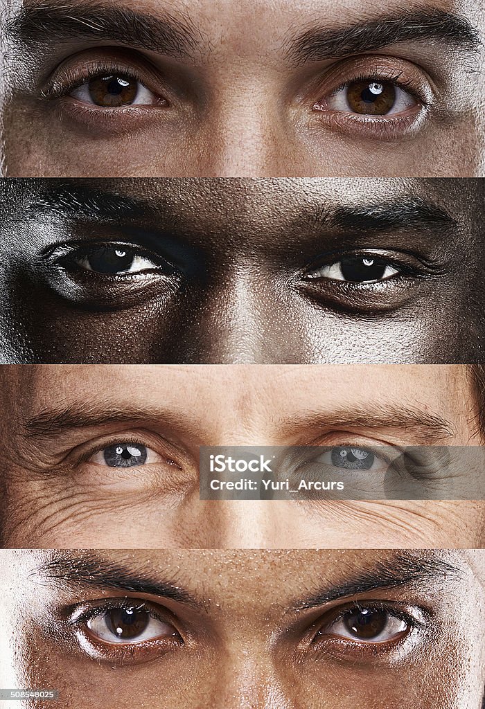The windows to the soul, no matter where you're from! A cropped view of four different nationalities of men's eyes Men Stock Photo