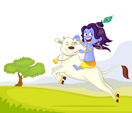 Free download of lord krishna with cow vector graphics and illustrations