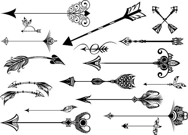 Vector illustration of Set of cute hipster arrows