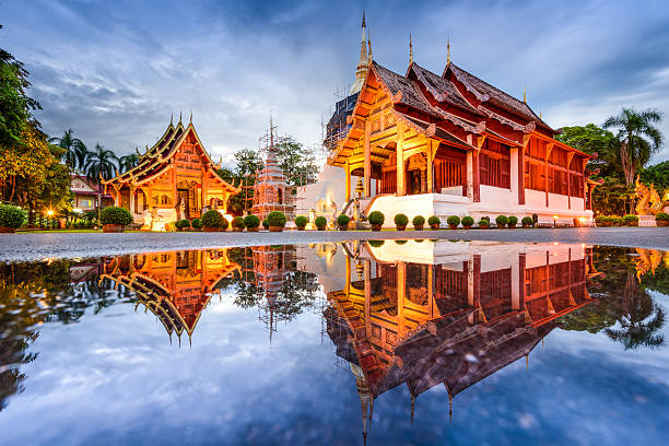 Temple in Chiang Mai Wat Phra Singh in Chiang Mai, Thailand. thailand pagoda stock pictures, royalty-free photos & images