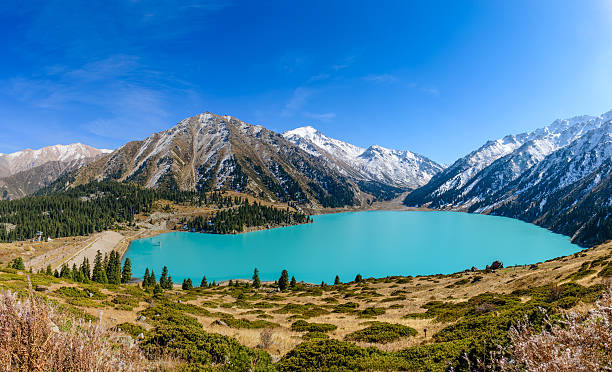 Big Almaty lake Big Almaty lake is a highland reservoir and natural landmark in Almaty, Kazakhstan. almaty photos stock pictures, royalty-free photos & images
