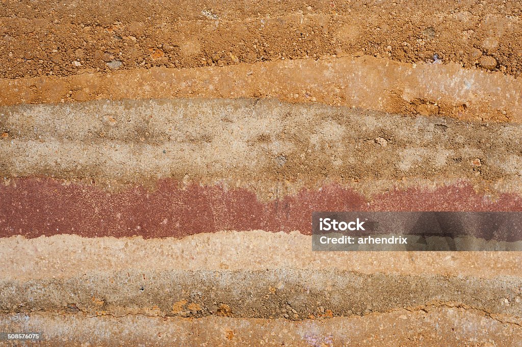 Layer of soil Layer of soil beneath the rural road Dirt Stock Photo