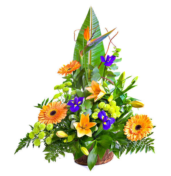 istock Bright flower bouquet in basket 508576105