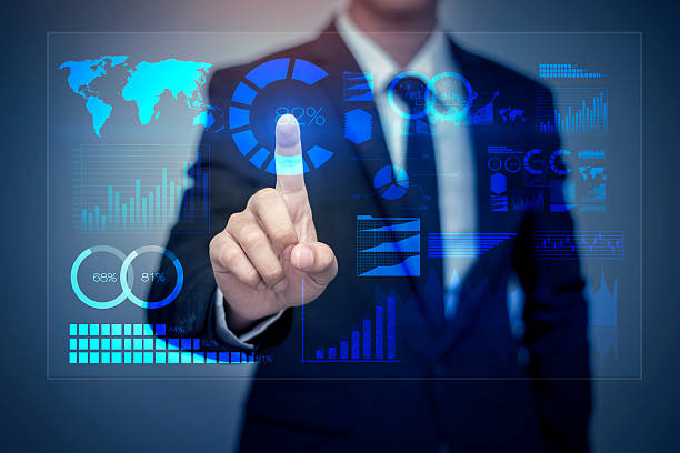 istock Businessman in suit working with digital virtual screen 508576448