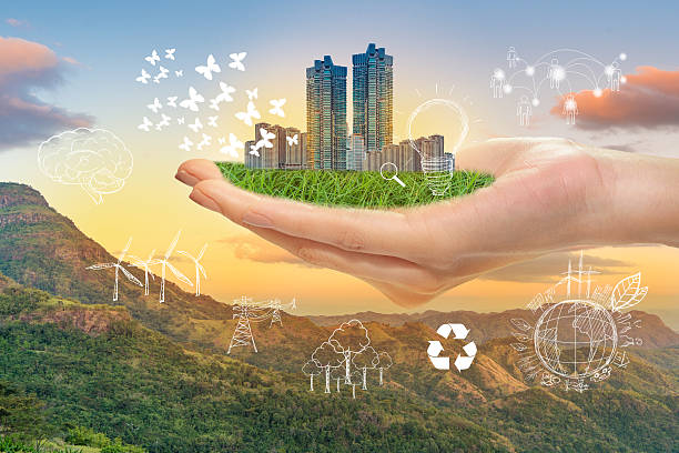 istock Hand hold green city, Save earth concept 508576836