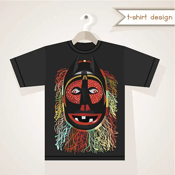 Vector illustration of T-Shirt Design With African Mask