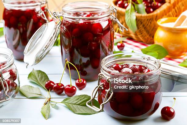 Homemade Cherry Compote Stock Photo - Download Image Now - Agriculture, Basket, Cherry