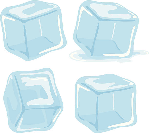 Ice cubes Ice cubes and melted ice cube vector set on white background. ice stock illustrations