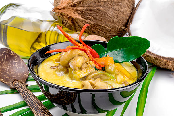istock Hot coconut chicken soup with chili and curry 508580866