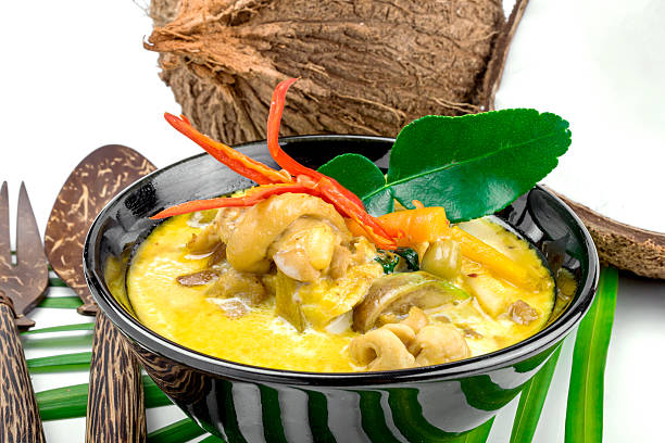 istock Hot coconut chicken soup with chili and curry 508582032