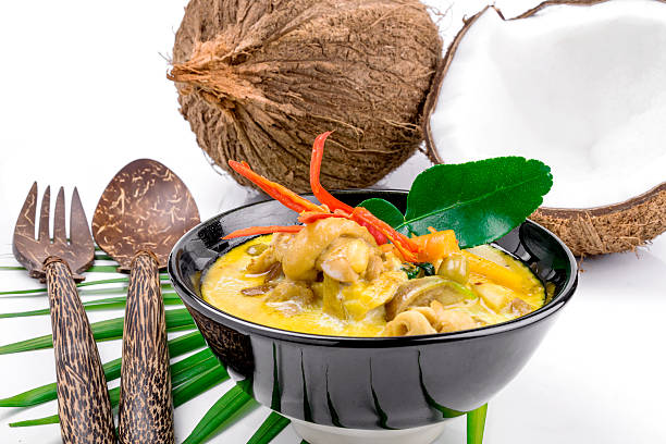 istock Hot coconut chicken soup with chili and curry 508582096