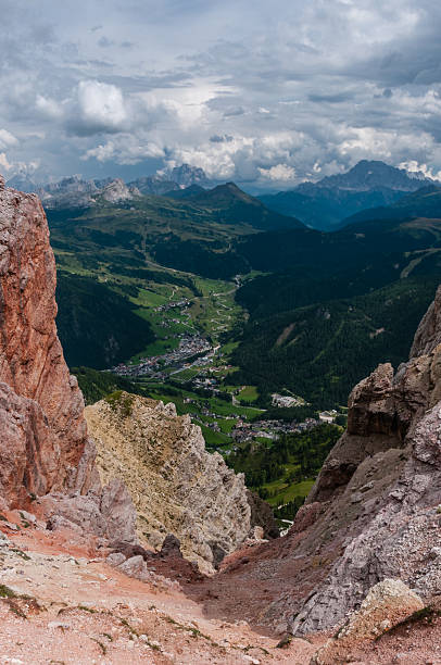 Corvara in Valley, Dolomites. Italy. stock photo