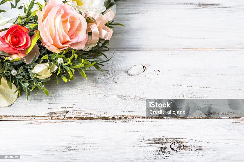 Romantic valentine day background with roses. Blossom Stock Photo